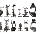 Various Types of Fitness Equipment Including Treadmills Exercise Bikes Elliptical Trainers and Rowing Machines