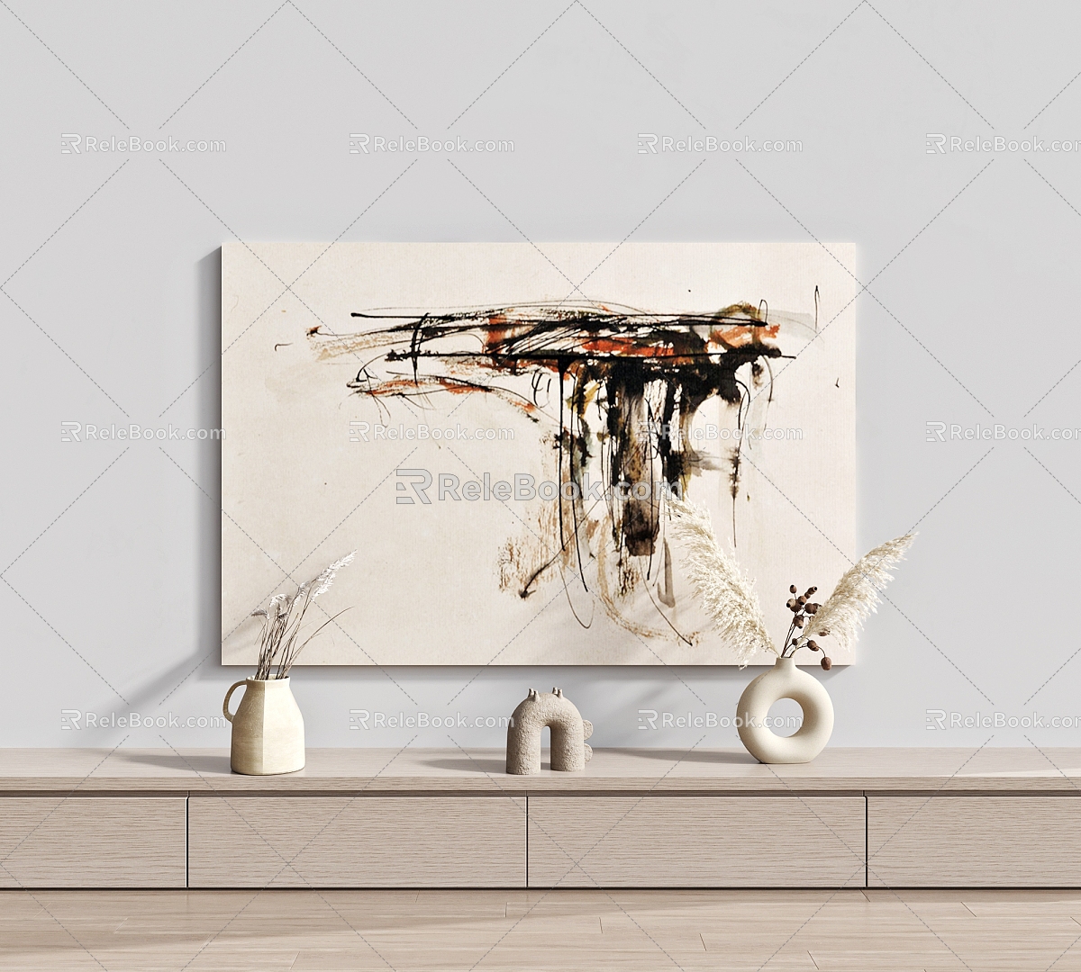 Modern abstract painting decorative painting 3d model