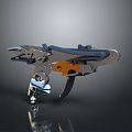 Modern Mechanical Weapon Design With Metallic Silver Black And Orange Parts