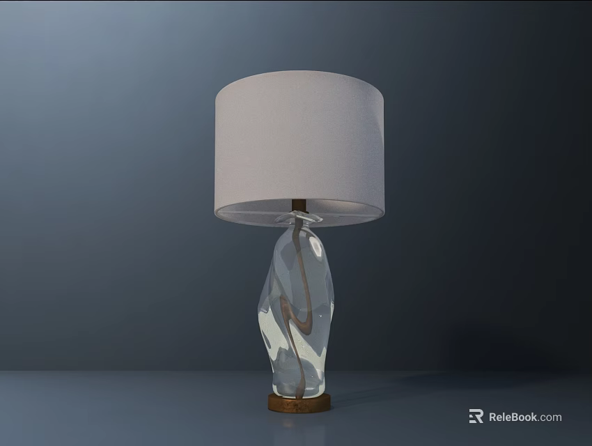Modern Crystal Table Lamp with White Fabric Lampshade and Gold Base in Elegant Contemporary Design 3d model 