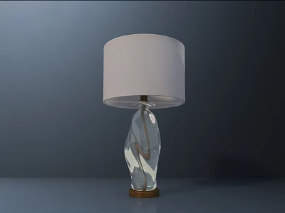 Modern Crystal Table Lamp with White Fabric Lampshade and Gold Base in Elegant Contemporary Design 3d model