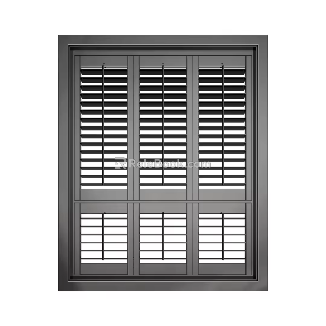 Louver Segment Window Atmospheric Black Window 3d model