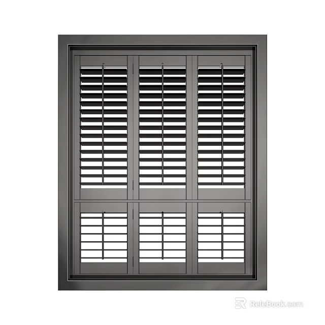 Modern Window Shutters With Multiple Panels And Black Frame For Home Windows 3d model 