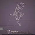 Neon Light Combination With Ballet Dancer Line Design On Purple Background 3d model