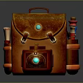 Vintage Brown Leather Bag Featuring Blue Gemstone Decor Metal Buckles And Side Tool Pockets