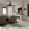 Elegant Classic American Style Living And Dining Room Interior With Wall Artworks And Comfortable Sofas
