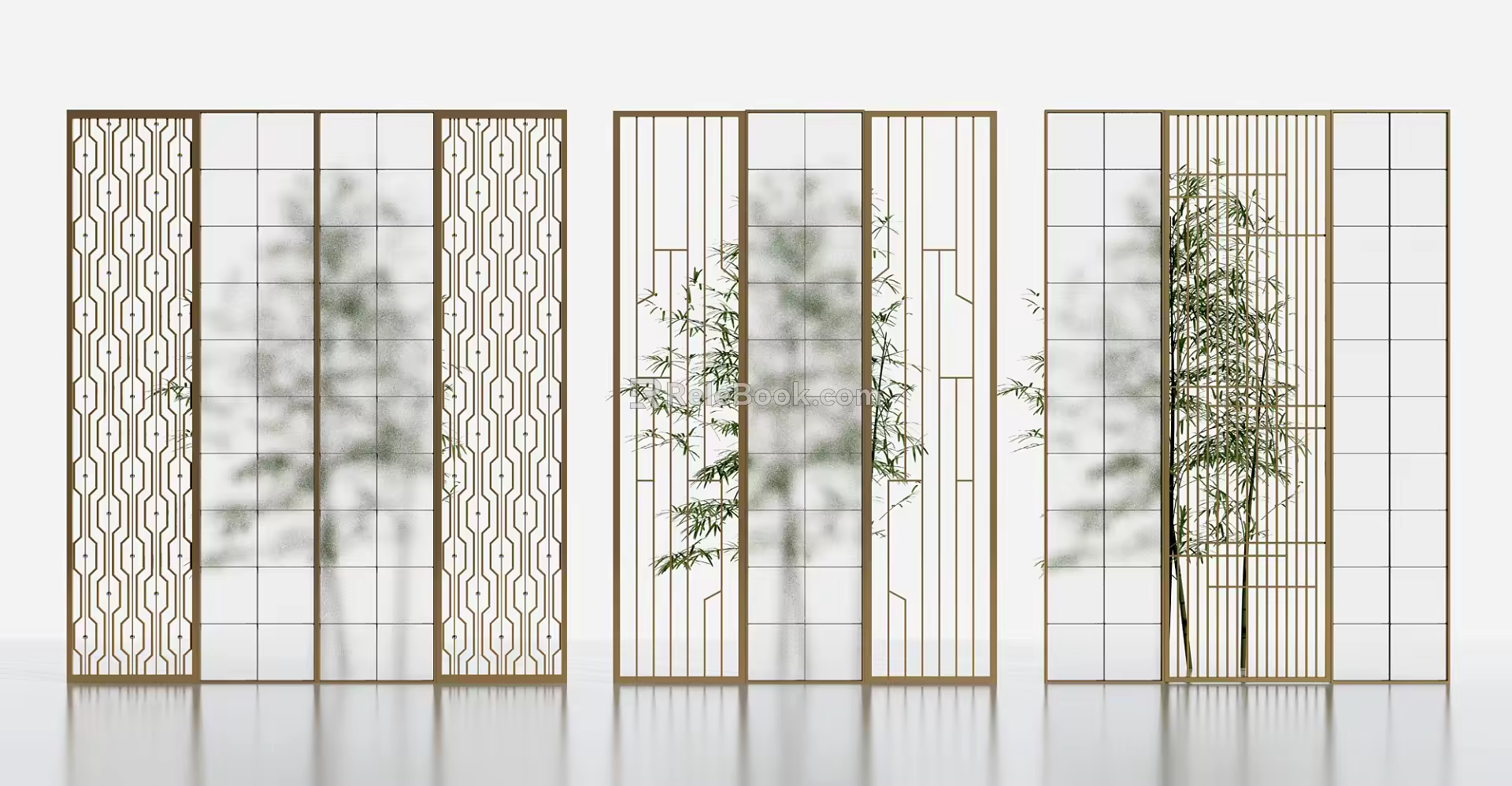 Light Luxury Partition Lattice Glass Screen Partition 3d model