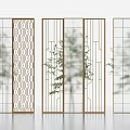 Light Luxury Partition Lattice Glass Screen Partition 3d model
