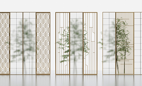 Light Luxury Partition Lattice Glass Screen Partition 3d model