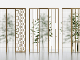 Light Luxury Partition Lattice Glass Screen Partition 3d model