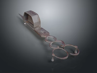Durable Metal Equipment With Long Bar Structure And Multiple Ring Components 3d model