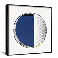 Abstract Circular Artwork In Black Frame With Blue Section And Polka Dot White Area 3d model