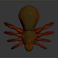 Realistic 3D Spider Model With Orange Brown Color And Multiple Legs