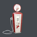 Vintage Helleson Gas Pump With Red White Design And Circular Top Sign