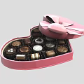 Adorable Decorative Ornament Set with Open Heart Shaped Pink Box and Pink Bow Chocolate Ornaments