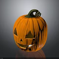 Orange Jack o Lantern With Carved Face Green Stem And Halloween Decoration
