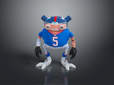 Game Movie Character Robot Blue Jersey Number 5 With Mechanical Arms And Goggles 3d model