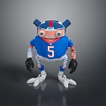 Game Movie Character Robot Blue Jersey Number 5 With Mechanical Arms And Goggles