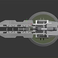 Futuristic Multi Barrel Weapon Design With Metallic Structure And Display Stand 3d model