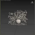 White Pebbled Texture Vase With Baby's Breath Flowers And Spreading Branches
