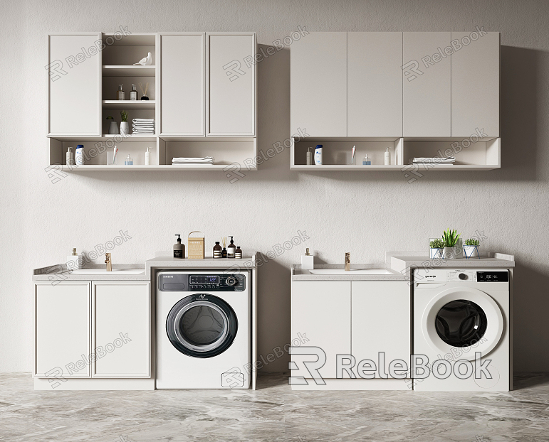 Modern Washing Machine Cabinet Balcony Laundry Cabinet model