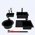 Black Bathroom Sinks With Various Shapes Round Square And Rectangular Designs 3d model