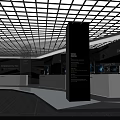 Design Innovation Exhibition Space With Modern White Display Counters And Lighting