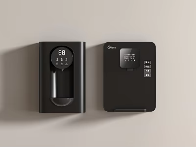 Modern Midea Black Kitchen Appliances With Digital Display Water Outlet And Control Buttons 3d model