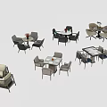 Various Dining Table And Chair Sets With Decorative Table Centerpieces 3d model