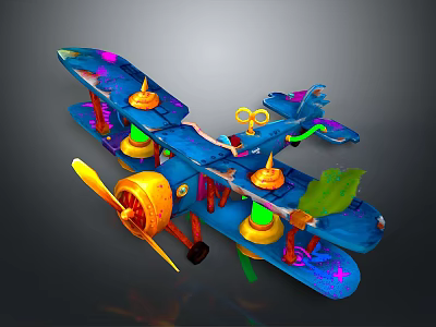 Colorful Spacecraft Model With Vibrant Cosmic Design And Decorative Propeller Parts 3d model