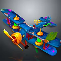 Colorful Spacecraft Model With Vibrant Cosmic Design And Decorative Propeller Parts