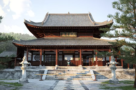 Chinese-style ancient building grand hall 3d model
