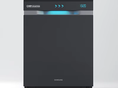 CHEF MASTER Black Refrigerator Freezer With Digital Display And Blue Indicator Lights 3d model