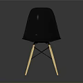 Black Modern Chair With Wooden Legs And Plastic Seat Minimalist Design
