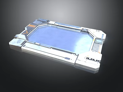 Futuristic RALLY Computer Tablet With Blue Touch Screen And White Geometric Frame Design 3d model