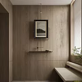 Interior Space With Wooden Walls Framed Art And Shelves