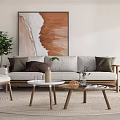 Nordic Sofa Coffee Table Combination 3d model