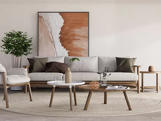 Nordic Sofa Coffee Table Combination 3d model