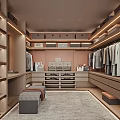 Sleek Walk in Closet Interior Design With Hanging Clothes Drawers Shoe Storage And Bench