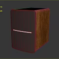 Modern Audio Speaker With Wooden Panel Gray Finish Sleek Design And Metal Accent