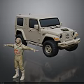 Beige Four Door Off Road SUV Featuring Round Headlights And Large Tires