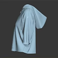 Light Blue Hooded Short Sleeve Zipper Casual Sweatshirt With Loose Fit Design