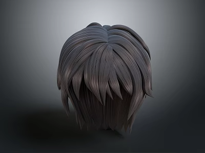 3D Rendered Human Head With Short Layered Gray Hair Detailed Texture And Dark Background 3d model