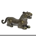 Silver Tiger Statue With Intricate Carvings And Ornate Decorative Design