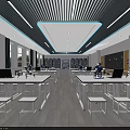 Modern Classroom Laboratory With Open Space Lab Table Projector Windows Desks And Chairs 3d model