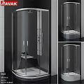 Modern Steam Shower Enclosure With Glass Door And Black Tile Wall Design