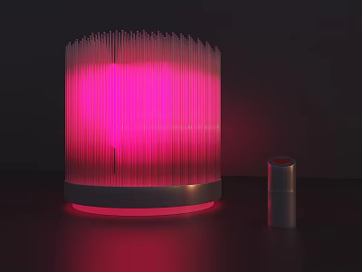 Interactive Cylindrical Installation Illuminated With Transparent Tubes Pink Light And Small Base 3d model