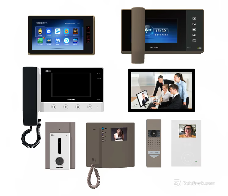 Smart Video Doorbell System With Camera Indoor Monitor And Digital Screen 3d model 