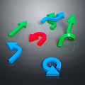 Colorful Arrows In Green Blue Red With Different Directions On Dark Background