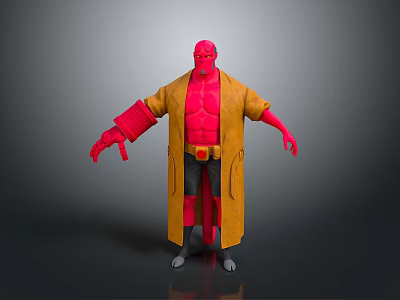 Game Movie Character Red Skinned Figure Wearing Yellow Long Coat Red Sleeveless Top 3d model